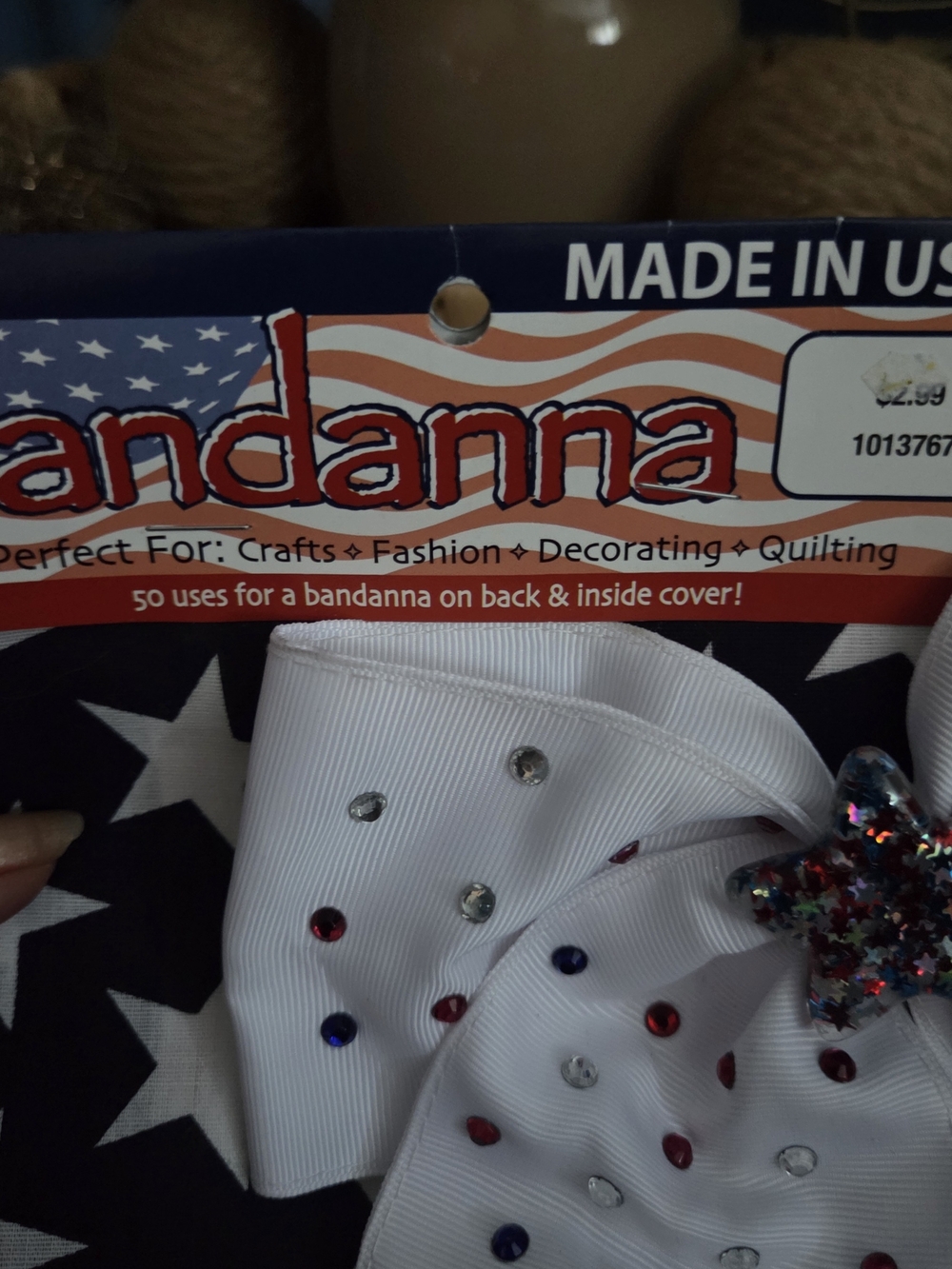 Patriotic Light Up LED Bow + USA Flag Bandanna - Picture 16 of 16